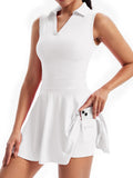 Tennis Golf Dress Workout Athletic Dresses for Women with Pockets Shorts 2 Piece Sets Outfits Cute Clothes Summer