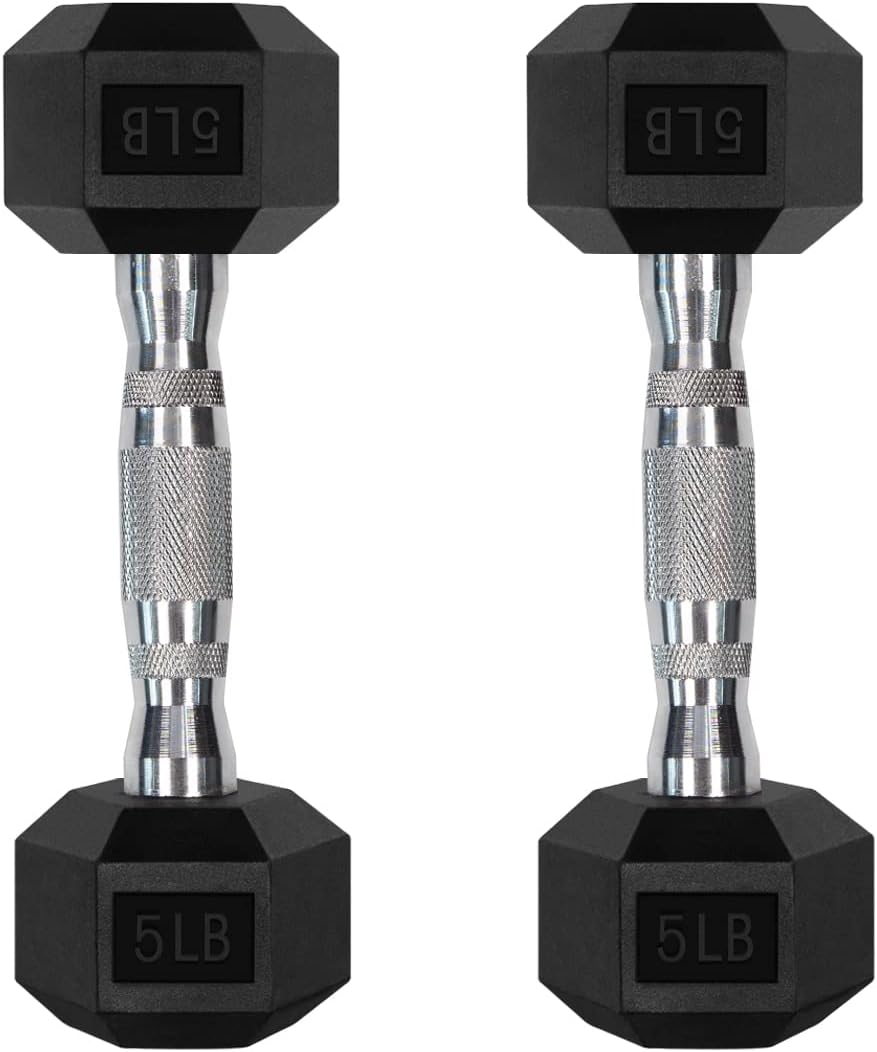 5-300LBS Rubber Encased Hex Dumbbells Sets with Optional Rack for Home Gym, Coated Hand Weights for Strength Training, Workouts