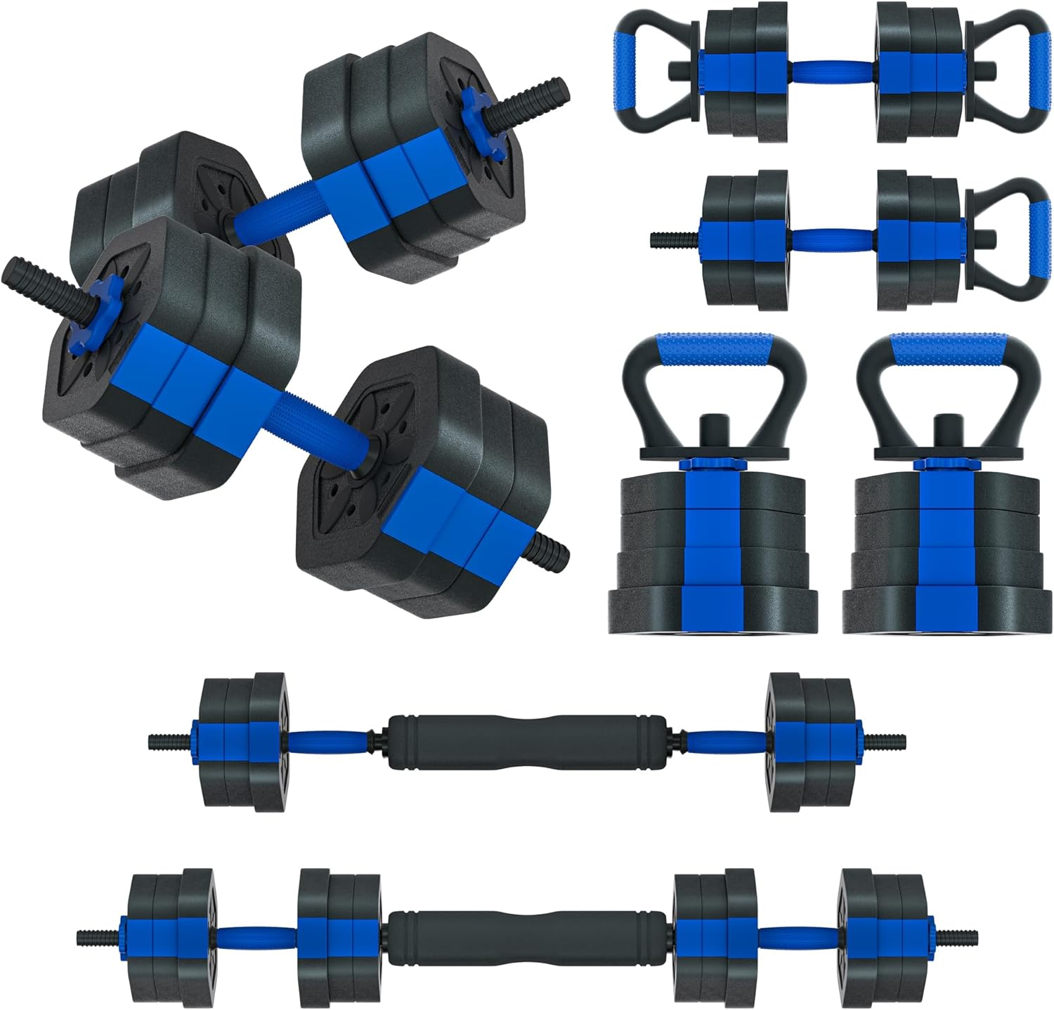 Dumbbells Sets Adjustable Weights, Free Weights with Connector, Non-Rolling Adjustable Dumbbells Set, Barbell for Home Gym, Hexagon, Cement Mixture