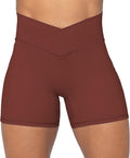 Crossover Biker Shorts for Women, No Front Seam V High Waist Yoga Workout Gym Shorts with Tummy Control